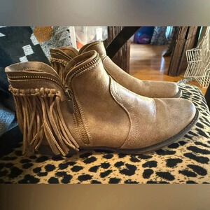 Dollhouse Brown Fringe Ankle Booties